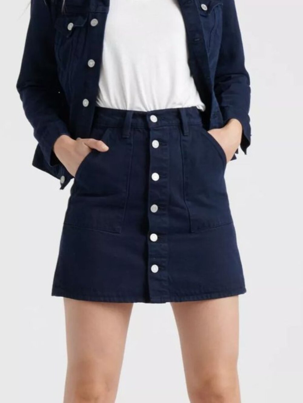 Lucky Brand Utility Button-Front Mini Skirt Navy – 0 / 25